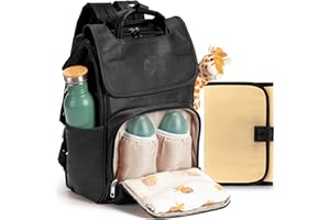 Baby Uma Award-Winning Baby Changing Bag Backpack - Leather-Style for Mum & Dad, Nappy Bag with Insulated Bottle Holders, Multiple Compartments & Changing Mat
