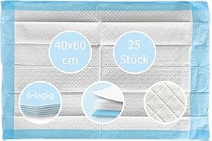 ‎TIGA-MED TIGA-MED Krankenunterlagen 40x60cm | 6-lagig | 25 Stück | Trainingspads | Wickelunterlagen für Babys | Einmal Patientenunterlagen | Inkontinenzunterlagen | Welpenunterlagen