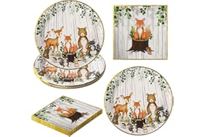 AINIUNIU Dschungel Safari Partygeschirr Set für 10 Gäste, 10 Napkins mit Tiere Teller and 10 Paper Plates Jungle Birthday Tableware Kit, für Wild One Geburtstag Babyparty Deko Junge