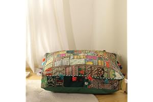 THE ART BOX 88 x 88 x 12 cm, Vintage Patchwork Large Outdoor Cushion, Large Dog Bed, Garden Decor, Floor Seat Cushion, Boho Decoration Cushion (Cover Only)