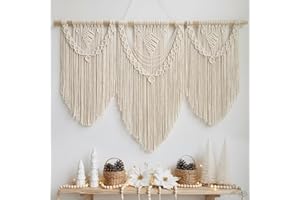 GIFTPOT Ordeluxe Macramé 110cm x 82cm Tapiz Boho, Grande, Hecho a Mano, Decoración de Pared para Dormitorio, Decoración de Balcón, Regalo para Mujeres