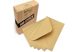 ‎JAPUN Japun – Briefumschläge (100 Stück) aus braunem vintage Kraftpapier, Kuvert, Umschlag ohne Fenster - DIN C6-162 x 114 mm