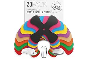 Not Just A Patch X-Patch CGM Sensor Patches (20 Pack) - Water Resistant Omnipod 5 Adhesive Patches - Durable for Active Lifestyle for 10-14 Days - Compatible with Dexcom G6, Libre 2 in Multi Color
