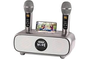 DLARA Cassa Bluetooth Karaoke,karaoke con2 UHF- Microfoni Wireless professional,Karaoke Professionale Completo,Supporto AUX/USB/TF,Ideale per Karaoke Domestico,Feste Canore