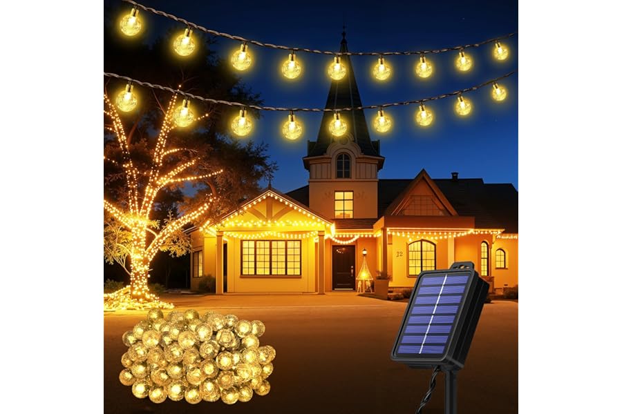 Guirlande Lumineuse Exterieure,18M 100 LED Guirlande Solaire Exterieur,8 Modes IP65 Étanche Lumiere Solaire Exterieur,Guirlan