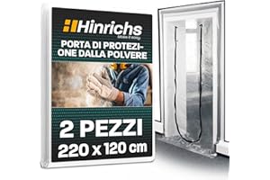 Hinrichs 2x Porta Antipolvere con Chiusura a Strappo - 220x120 cm - Copri Scarpiera con Cerniera - Antipolvere Casa - Copertura Scaffale - per ristrutturazioni, trasformazioni e restauri