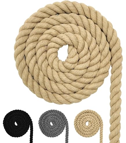 Corde Coton Naturel Torsadé 1 Pouce X 50 Pieds - 3 Brins Solide Pour Jeux Traction Décoration