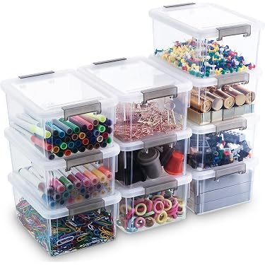 ECR4Kids Aufbewahrungsboxen Mit Deckel – 10-teiliges Set, Stapelbar, Transparent, Ideal Für Klassenzimmer & Zuhause