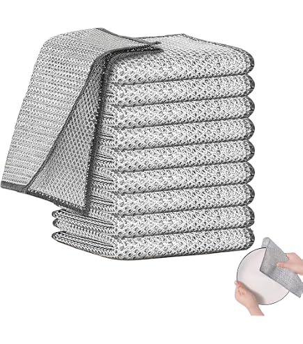Stracci Multiuso In Filo Metallico – 6 Pezzi 20x20 Cm – Antigraffio Per Piatti, Pentole E Fornelli