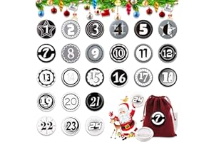 ESPORTIC Numeri del Calendario dell'avvento, Numeri da 1 a 24 per Calendario Natalizio Fai da Te, Bambini Badge Rotondi con Spille, Calendario dell'Avvento con Numeri, per Decorazione, Calendario Fai Da Te (A)