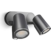 Steinel Strahler Spot Duo S 90° Bewegungsmelder, inkl. LED GU10-Leuchtmittel, per Kabel vernetzbar, Aluminium, 15 W…