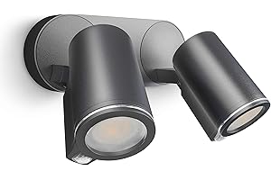 Steinel Projecteur extérieur LED Spot Duo S, GU10, deux têtes orientables, 14,95 W, détecteur de Mouvement 90°, 1024 lm, anthracite