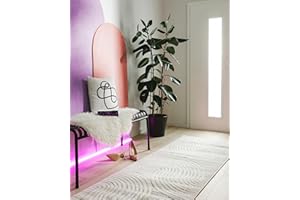 benuta pop Mars – Fibra sintética – Adecuado para exteriores – Alfombra y en estilo: abstracto, geométrico, elegante, minimalista, fácil de limpiar para salón, dormitorio, pasillo, terraza, crema, 80