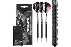 KOTO DARTS KOTO - Fléchettes Tribute 18 G, Noir, Grip Annulaire Solide, Flights, Shafts, Étui Fléchettes