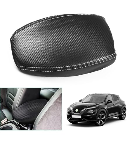 Accoudoir Central Pour Nissan Juke – Noir Avec Suture Rouge – Compartiment Rangement, Porte-Boisson Et Design Ergonomique