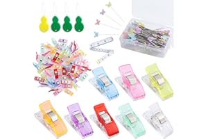 YILIYA 60 Pezzi Mollette per Stoffa et 100 Spilli a Testa a Farfalla Clip da Cucito Multiuso Clip Mollettine da Cucito per Marcatura Sarta Patchwork(27 x 10 MM)