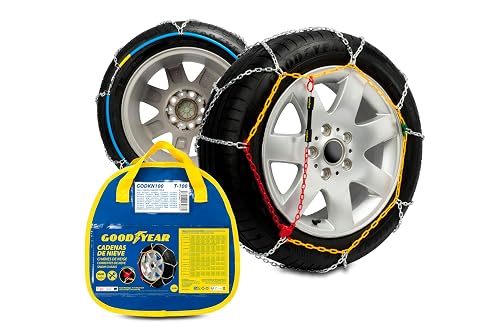 Goodyear Set of 2 x 9 mm Metal Car Snow Chains Size 100 with Automatic Tensioner