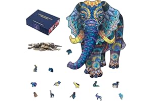Cacilie Holzpuzzles für Erwachsene und Kinder,Einzigartige Tierförmige Holz-Puzzle,Schöne Geschenkverpackung,Puzzle aus Tierteilen (20.8 * 30.0cm-200 Stück) (Elefant)