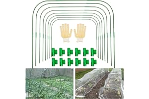 GUKULIVEL 8Pack Garden Hoops for Raised Beds, Adjustable Greenhouse Hoops, Plant Grow Tunnel Hoop, 40Pcs Hoop Pipes, 32Pcs Connect Tubes, 24Pcs Clamps – Perfect for Plastic Film, Bird Netting, Poly Tunnel