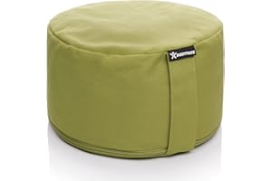BODYMATE Cuscino da yoga rotondo 31 cm di diametro 16 cm di altezza con imbottitura in buccia di grano saraceno, lavabile in lavatrice in 100% cotone extra spesso, cuscino da meditazione