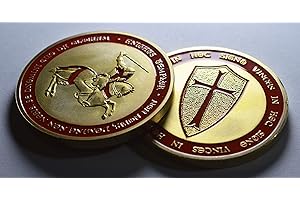 THE COMMEMORATIVE COIN COMPANY Large Masonic Knights Templar 24ct Gold Coin with Red Enamel. Freemasonry/Masons/Freemasons Lodge/Order Capsule