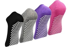 HYCLES Skarpety do jogi, antypoślizgowe skarpety – 4 pary pilatesu trampoliny skarpety baletowe dla kobiet i mężczyzn 35-46