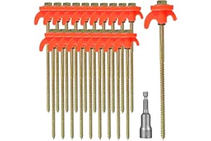 KEELYY 20 Piquetas para Tienda de Campaña, Piquetas de Acero con Rosca, Estables para Tierra y Exterior, Ganchos para Suelo Duro, Bosques, Prados