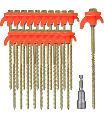 Insaga Tent Peg, 45 cm Heavy Duty Grondanker Grote Metalen Aarde Staak Spiraal Blade Schroef in Trampolines Spike voor Swing Set/Camping/Schuur/Hond/Carport met Vast Oogje, 4 Pack Insaga Tent Peg, 45 cm Heavy Duty Grondanker Grote Metalen Aarde Staak Spiraal Blade Schroef in Trampolines Spike voor Swing Set/Camping/Schuur/Hond/Carport met Vast Oogje, 4 Pack
