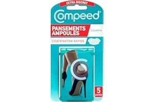 Compeed® - Pansements Ampoules Escarpins - 5 Pansements Hydrocolloïdes Seconde Peau - Pansement Cicatrisation Rapide - Extra Discret - Soin des Pieds - 6,8x4,2 cm