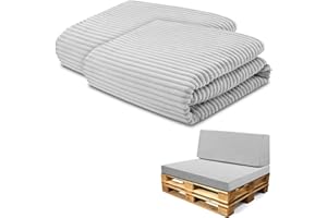 ‎AMAZINGGIRL Amazinggirl Bezug für Schaumstoffplatte Palettenkissen Keilkissen Bodenmatratze Bezug Set: 40x120 cm + 80x120 cm - Ideal für Palettenmöbel & Bett Hellgrau Lincoln