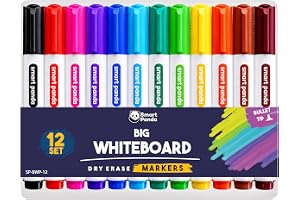 Smart Panda 12-pack Whiteboardpennor – Rund spets, Snabbtorkande Whiteboard-markers för Hem, Skola eller Kontor – 12 Blandade