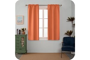 GIRASOLE HOME Coppia Tende Barbados Termiche Totalmente Oscuranti 2 Pannelli da 70x150cm con Tasca, Arancione