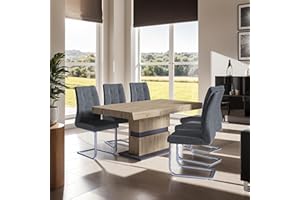 FURNCO | Extendable Rectangular Wooden Dining Table - Milo DT 160-215 x 90 x 75 cm | Space Saving Drop Leaf Kitchen Table | Artisan Oak/Anthracite (chairs not included)