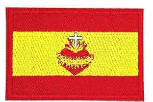 Gemelolandia | Patch de la Hotfix drapeau de Espagne sacré cœur 7cm | Facile à Mettre sur des Vestes, des Maillots, des Chemises et des Objets en Tissu | Taille Unique