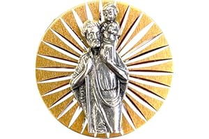 Vibratis Médaillon Saint Christophe pour Voiture - Adhésif & Aimanté- Saint Patron des Voyageurs (Automobilistes, Trains, Avion...) Accessoire Porte Bonheur Voiture, Camping Car [Garanti À Vie]