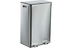 ‎RELAXDAYS Relaxdays Kosz na śmieci 2 x 30 l, kuchenny kosz na śmieci, wyjmowany kosz wewnętrzny, wolnoopadający i, stal nierdzewna, srebrny