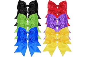 12 Stück Große Haarspange Schleife,Mabor Haarschleifen Mädchen Rippband Cheerleading Krokodilklemmen Haarschmuck Mode Schleife Haare für Kleine Mädchen Teenager