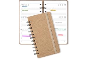 JOKISA Kalendarz kieszonkowy 2025, mała spiralna twarda okładka, kalendarz 2025, A6 (16,5 x 10 cm), kalendarz książkowy 2025 (styczeń 2025-grudzień 2025), planer tygodniowy ze skórą PU, terminarz na 1