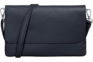 Caspar Elegante Leder Clutch Damen Umhängetasche Abendtasche mit verstellbarem Schultergurt - CLASSIC LINE - Modell No.835 - Made in Italy