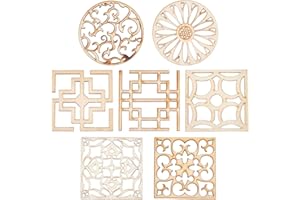 GORGECRAFT 7 Stil 14St Holz Geschnitzte Onlay Applikationen Schnitz Aufkleber Ecke Handwerk Unlackiert Möbel Home Fenster Dekoration Holzschnitz Aufkleber Für Kommode Bett Tür Schrank Kleiderschrank