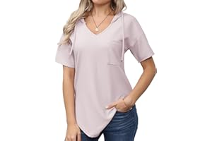 outfit spring Damska bluza z kapturem topy letnie damskie topy z krótkim rękawem dekolt w serek elegancka koszula na co dzień S-XXL