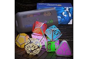 LIFBETTER LED DND Dice,Polyhedral Dice Set Table Games Dice,7PCS Shine Light Up DND Dice Set with Rechargable Box LED D&D Electronic Dice Set for D&D/Sci-Fi/Yu-Gi-Oh Role Playing RPG Game(Frozen Thorns)