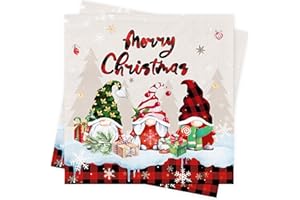 AFYHH Weihnachten Servietten Tischdeko Weihnachtsservietten - 40 Stück Servietten Weihnachten Deko Geburtstag Rot Merry Christmas Napkins Weihnachts Tischdeko Papierservietten 33x33cm