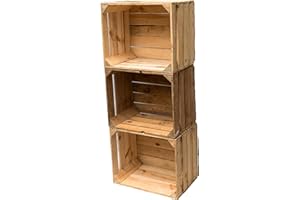 TERAMICO Caisses en bois en lot : caisses à fruits vintage originales pour la construction de meubles ou comme décoration, caisses à pommes très stables, testées et nettoyées 50 x 40 x 30 cm (lot de 3)