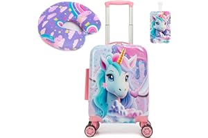 HTgroce Valise pour Enfants 4 Roues Bagages à Main est en ABS, Valise de Cabine