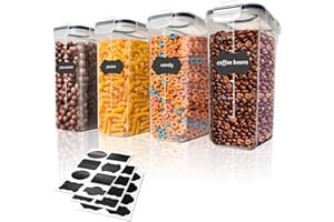 Romon Botes Cocina Almacenaje, 4 Piezas 4L Juego de Recipiente Botes Cocina Almacenaje Plástico Tapers Comida Herméticos Alimentos Sellados con Tapa, Se Utiliza para Almacenar Cereales Arroz Harina