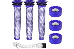 LCXCXY 6 Filtres V7 V8 pour Dyson, 3 filtres HEPA et 3 pré-filtres pour aspirateurs Dyson V8 V7 Animal Absolute Motorhead, livré avec 1 brosse de nettoyage. Remplace # 965661-01 et 967478-01