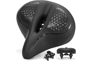 CDYWD Selle de Velo Ultra Confortable Homme et Femme, Large, avec Suspension, Rembourrage Doux, Ventilation, Ergonomique Selle Confort Velo pour VTT, Vélo de Ville, Ebike, Vélo Stationnaire