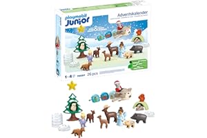 PLAYMOBIL JUNIOR | nachhaltiger Adventskalender für Kinder ab 1 Jahr | Schneeweihnacht | aus über 90% biobasiertem Kunststoff für sicheres Spielen | 70297
