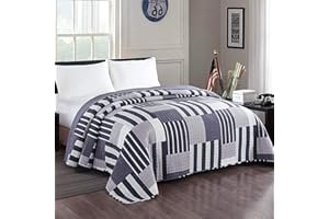 Laneetal 0180025, Narzuta Patchworkowa Pikowana na Podwójne Łóżko z Podszewką, Dwustronny Wzór, 150x200 cm